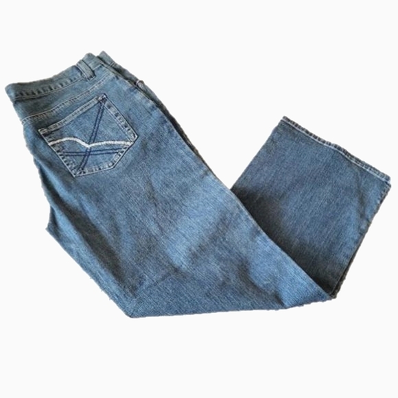 FAIRWEATHER Stretch Vintage 90s Women's Capri Faded Jeans with Side Slit Small - Picture 1 of 9